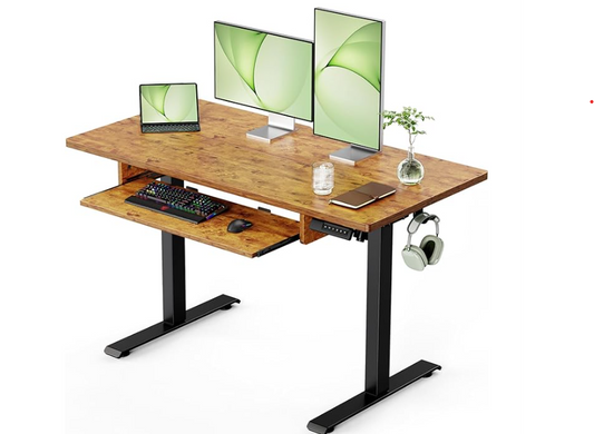 Standing Adjustable Desk with Extra Large Keyboard Tray